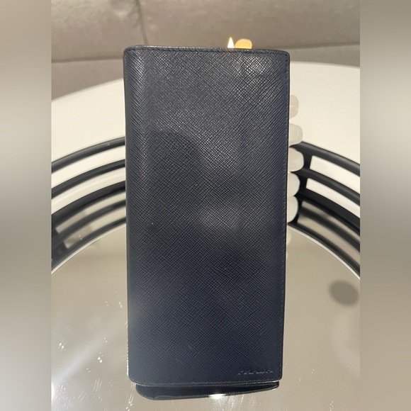 Authentic PRADA Men's Saffiano Leather Bi-Fold Long Wallet- Black - Picture 10 of 14